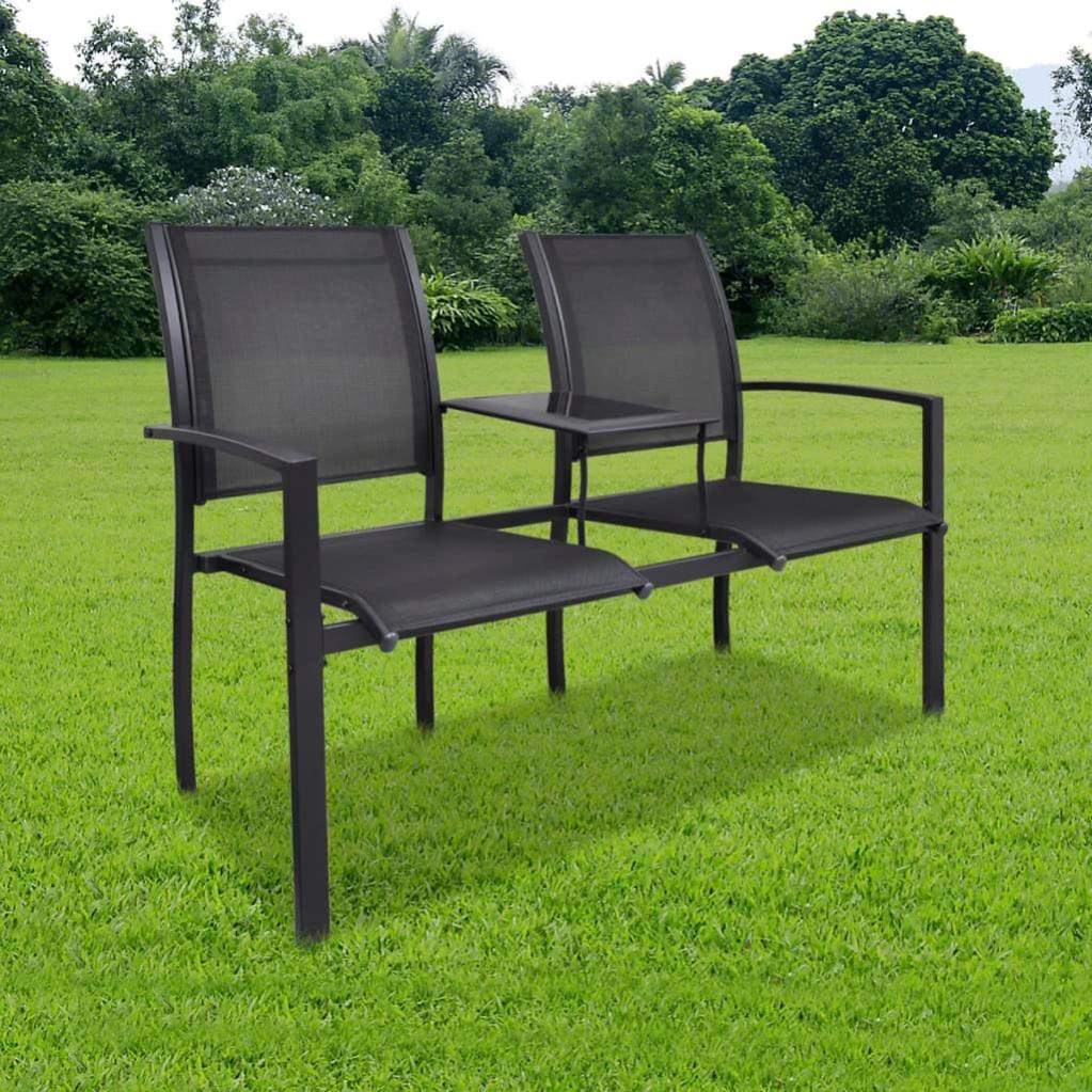 Panchina da Giardino 110 cm in Acciaio e WPC Nera