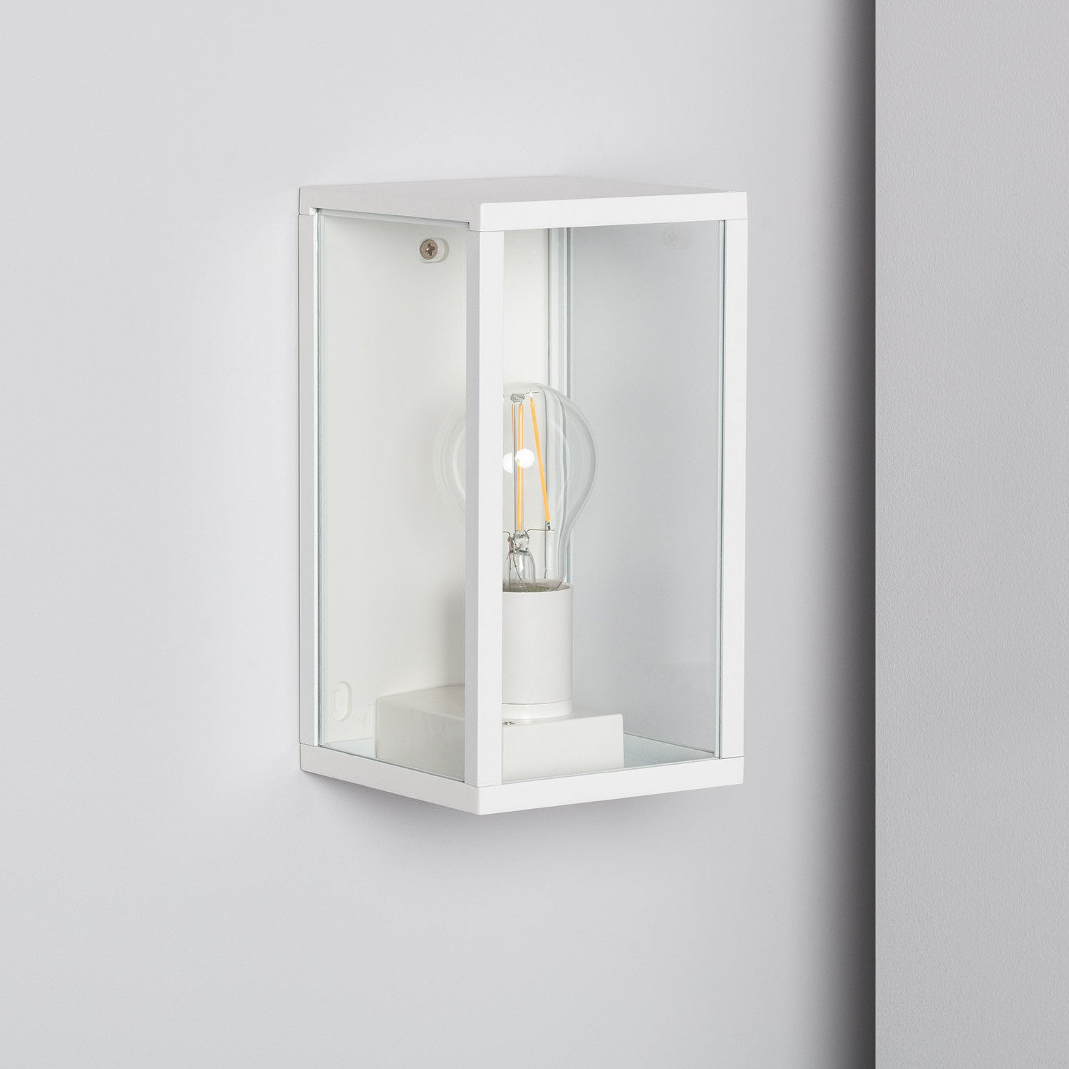 Ledkia aplique de pared para exterior aluminio y cristal atrium iluzzia blanco