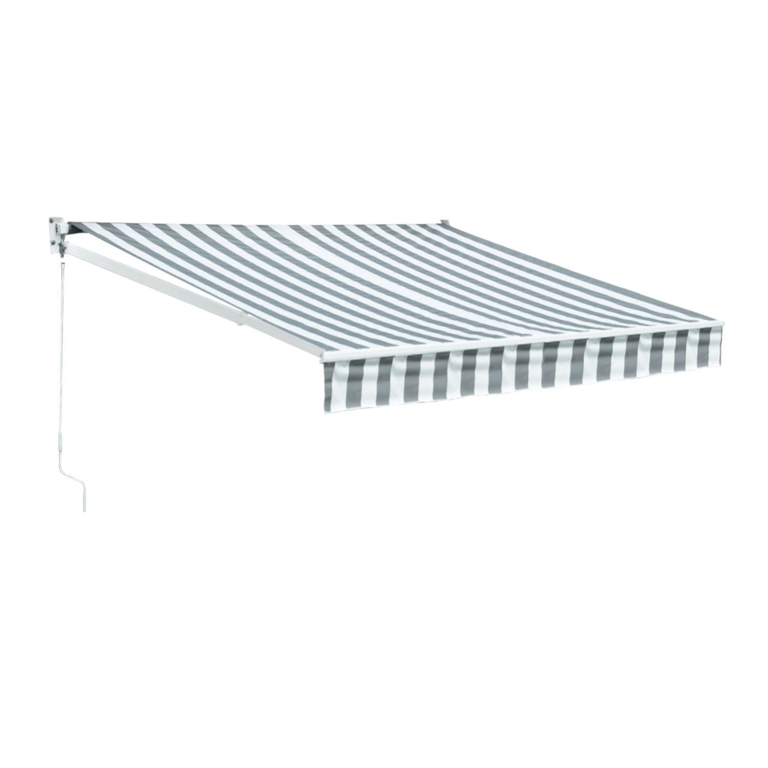 Tenda da balcone CHENE 3 × 1,2 m - Tessuto a righe bianco/grigio e Tenda da balcone CHENE 3 × 1,2 m - Tessuto a righe bianco/grigio e