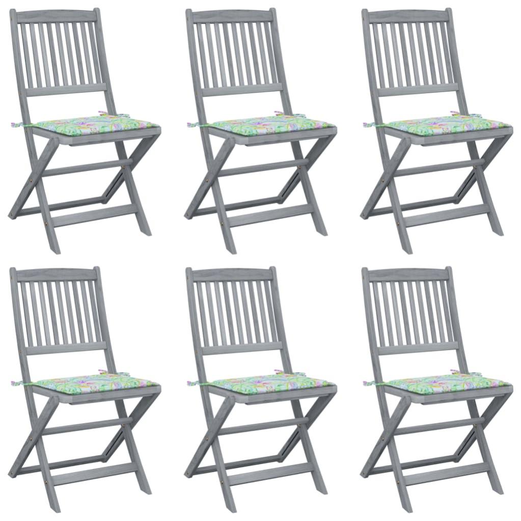 VidaXL Set 8 Sedie Da Giardino Pieghevoli In Legno Di Acacia Con Cuscini – Per Terrazza E Patio - 2