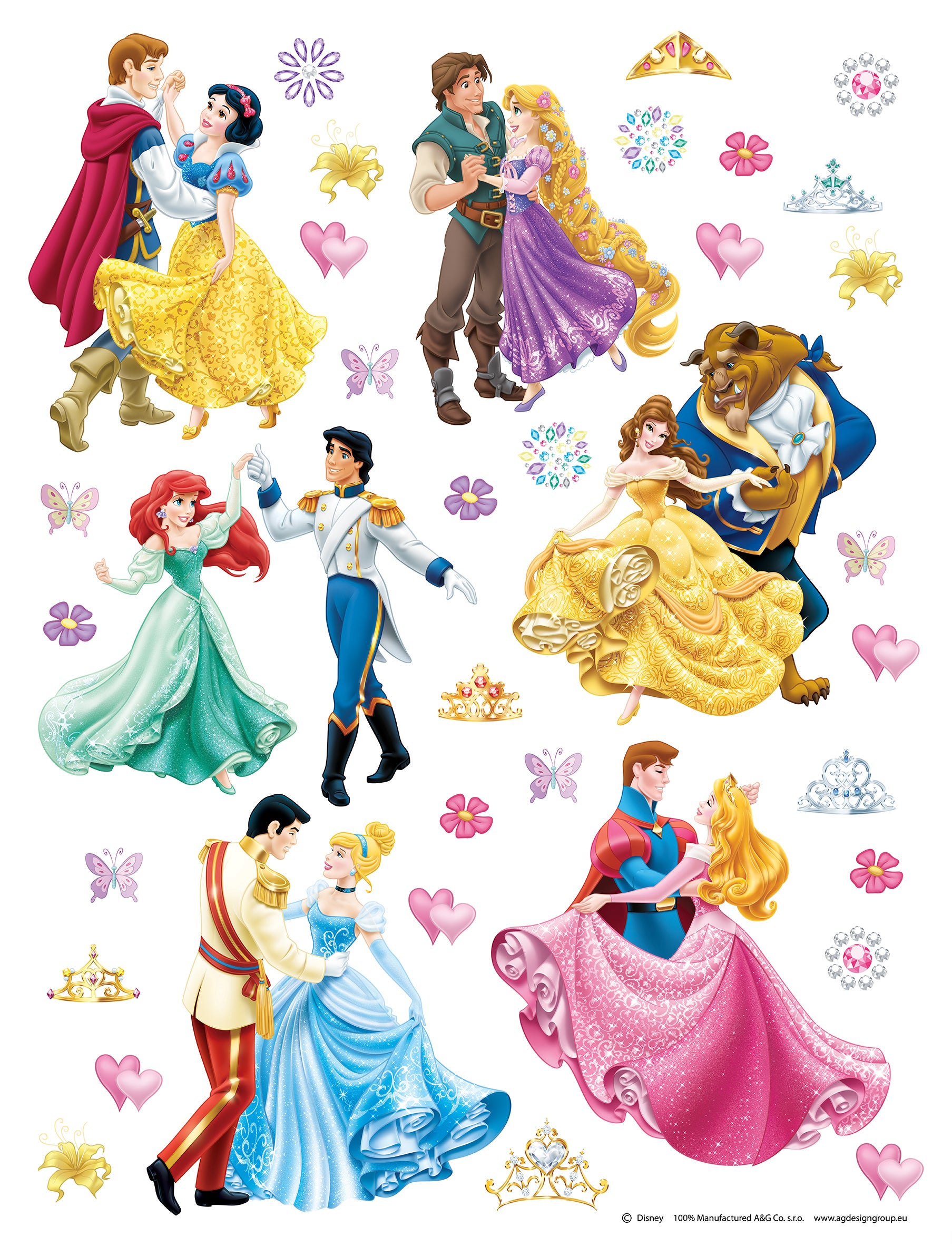 Adesivo da parete Principesse giallo, rosa, viola e blu - 65 x 85 cm -  Disney