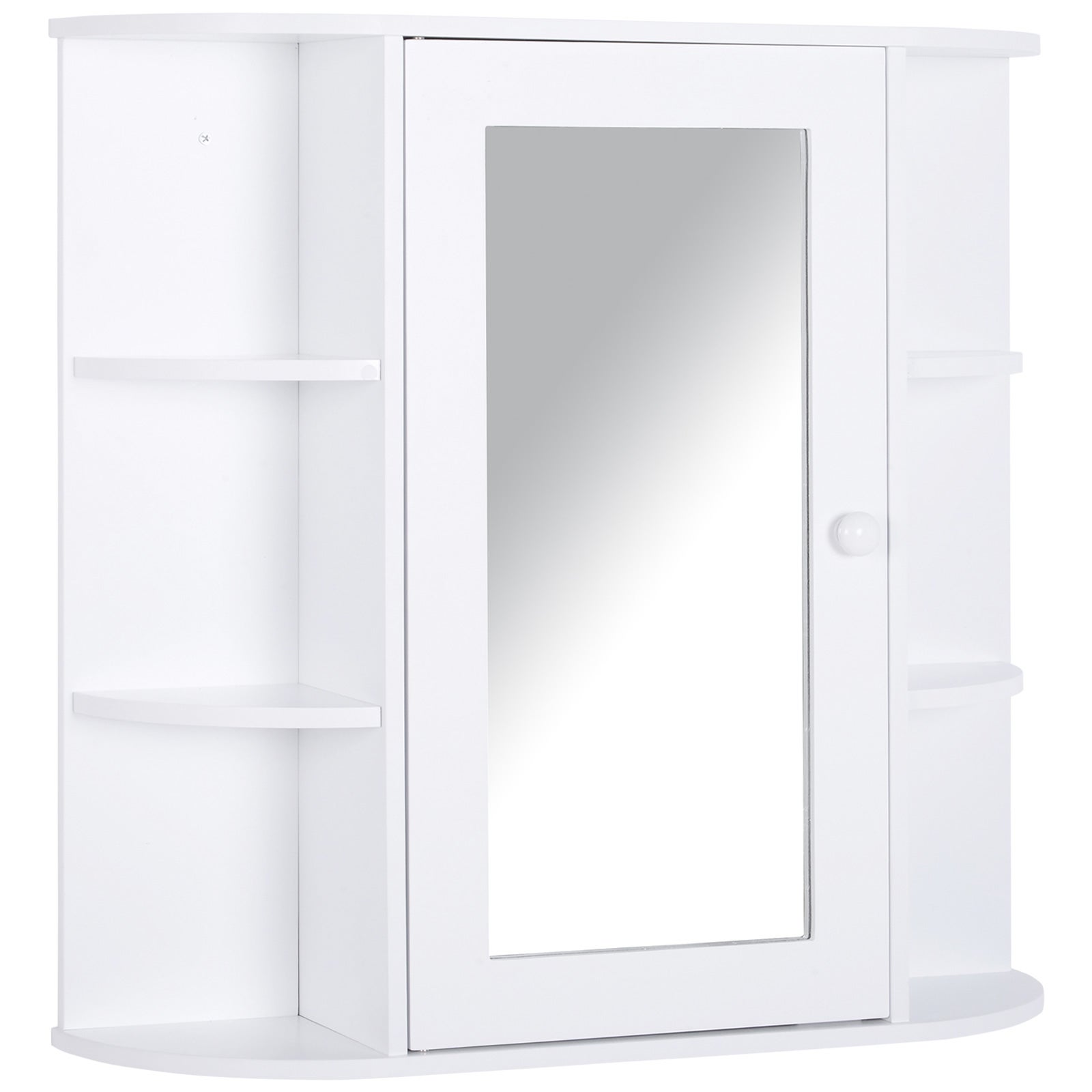 Homcom Mobiletto Pensile con Specchio e Mensole per Bagno in Legno Bianco  66 x 17 x 63 cm