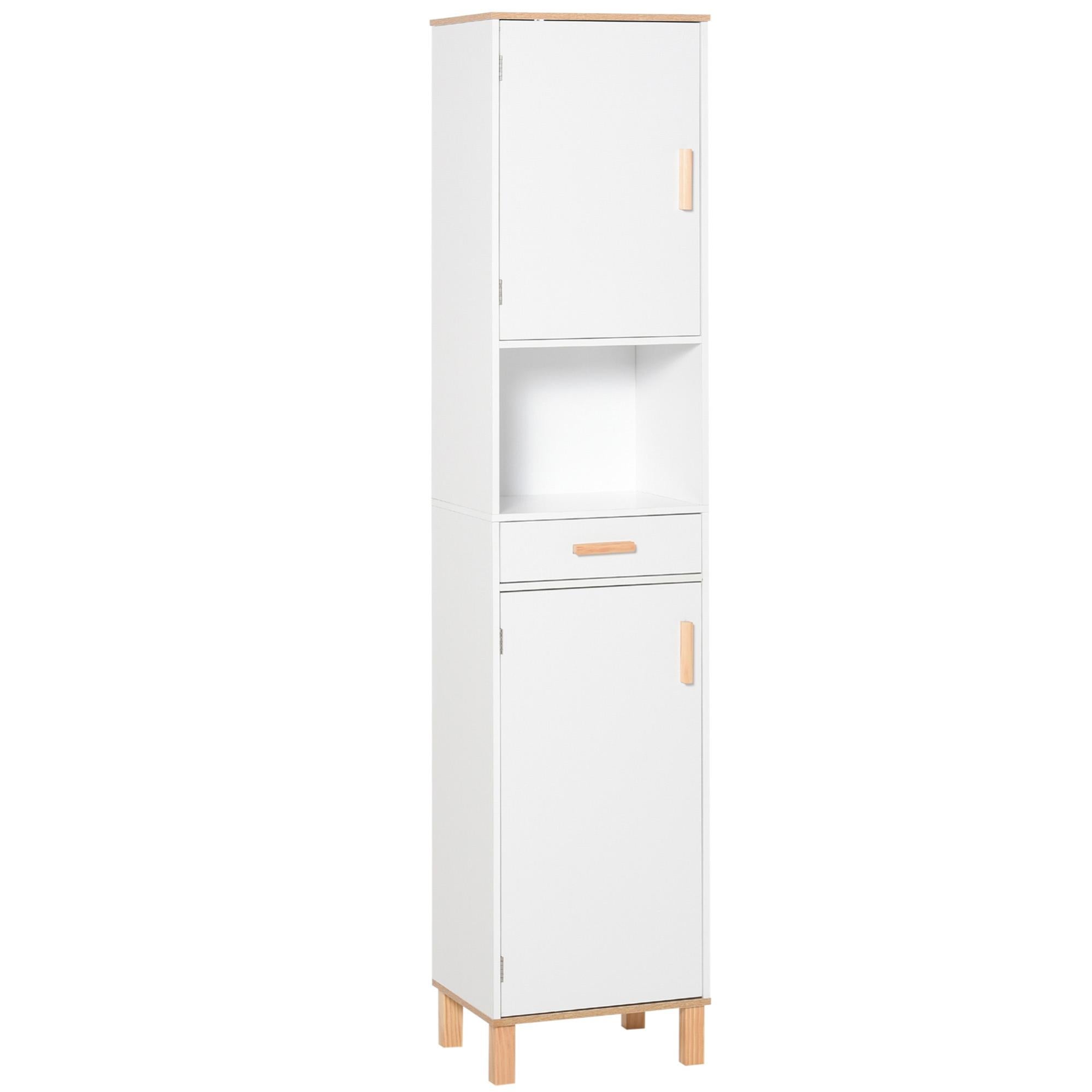 kleankin Mobiletto Bagno con 2 Ante Moderno e 2 Ripiani Regolabili Bianco