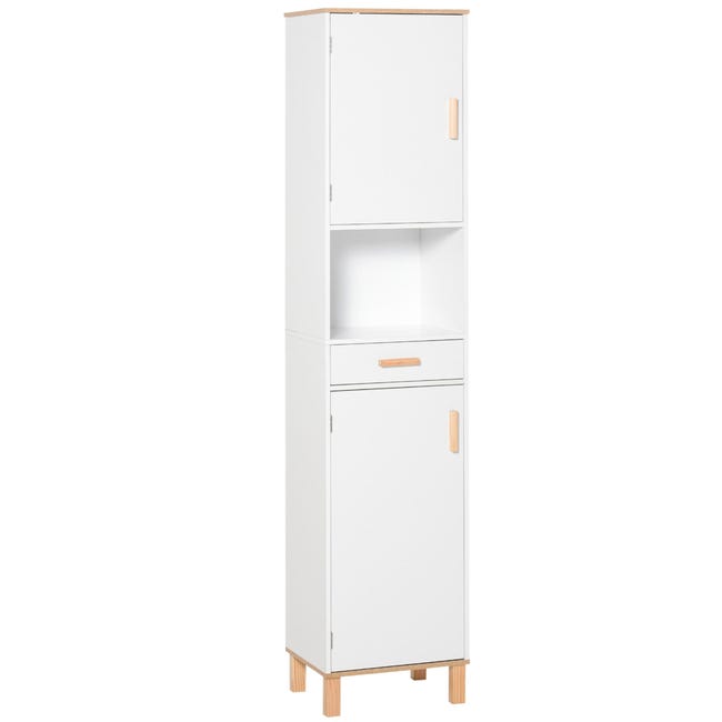 kleankin Mobiletto Bagno con 2 Ante Moderno e 2 Ripiani Regolabili Bianco kleankin Mobiletto Bagno con 2 Ante Moderno e 2 Ripiani Regolabili Bianco