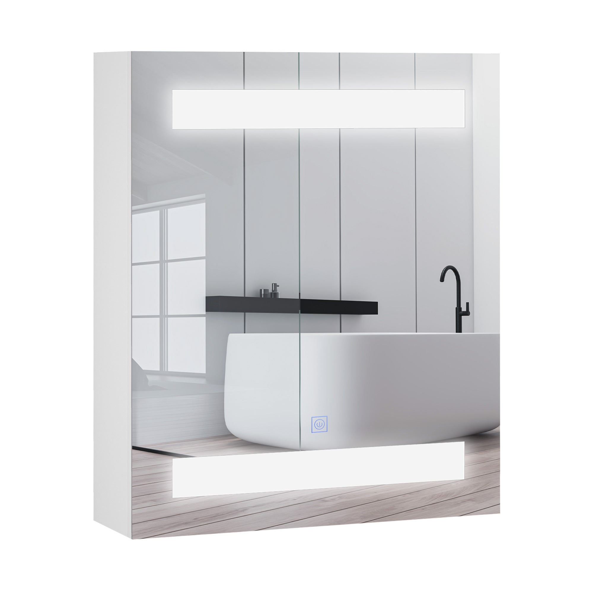 3 ante con specchio armadietto per bagno armadio per camera da letto 70 x 63 x 16 cm bianco mensola regolabile da parete KJ Armadietto a specchio da bagno 