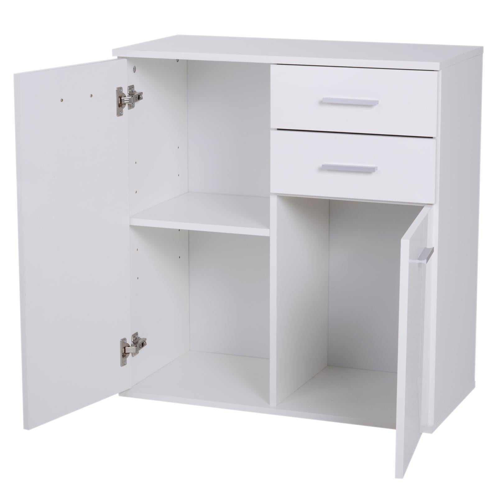 HOMCOM Credenza Moderna con Armadietti e Cassetto Bianco e Legno