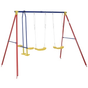 154847 Api Dondolo Bambini Altalena da Giardino 2 Posti in Acciaio  110x75x115cm