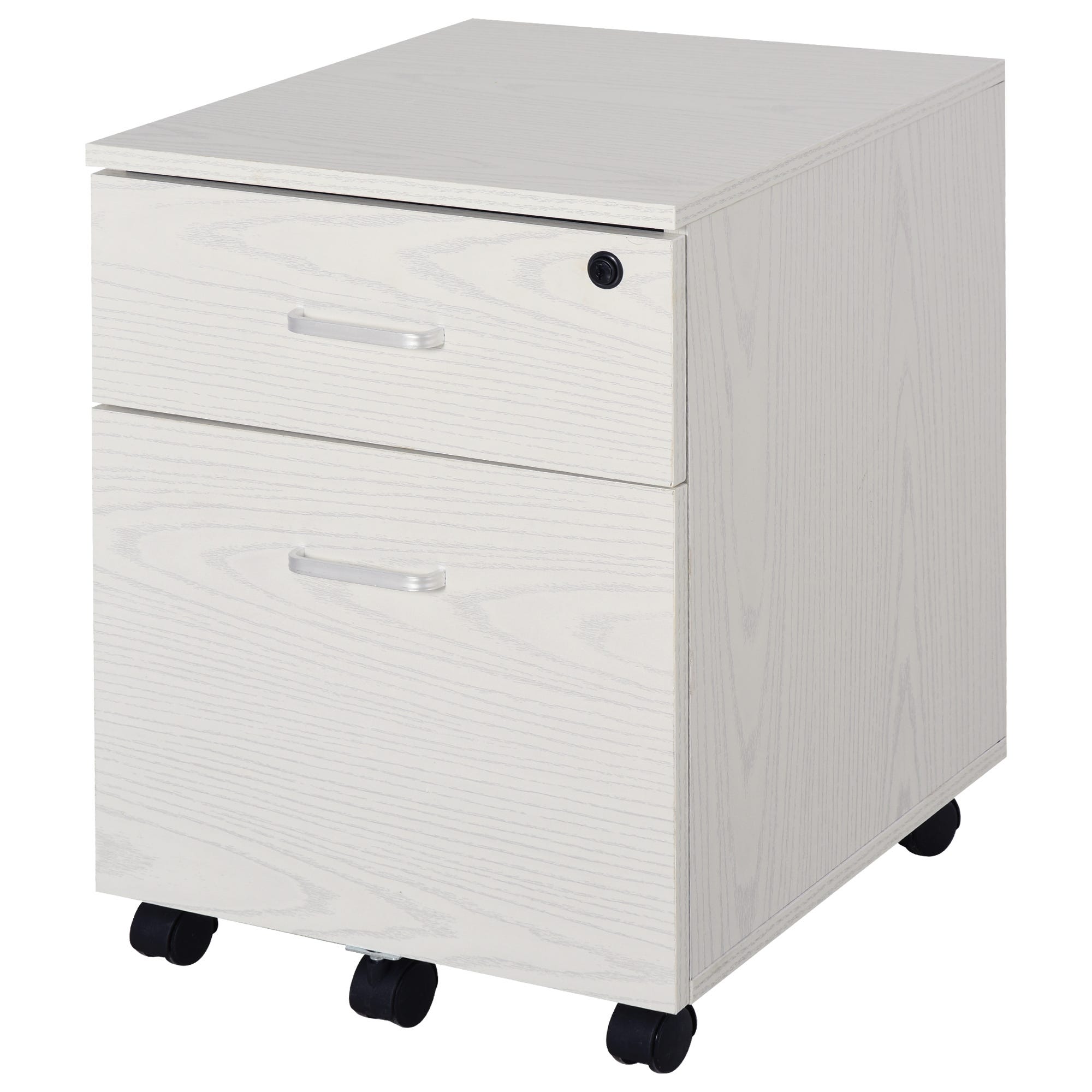 Cassettiera per scrivania, 3 cassetti, con serratura, colore: bianco,  dimensioni 40 cm x 44 cm x 65 cm (larghezza x profondità x altezza)