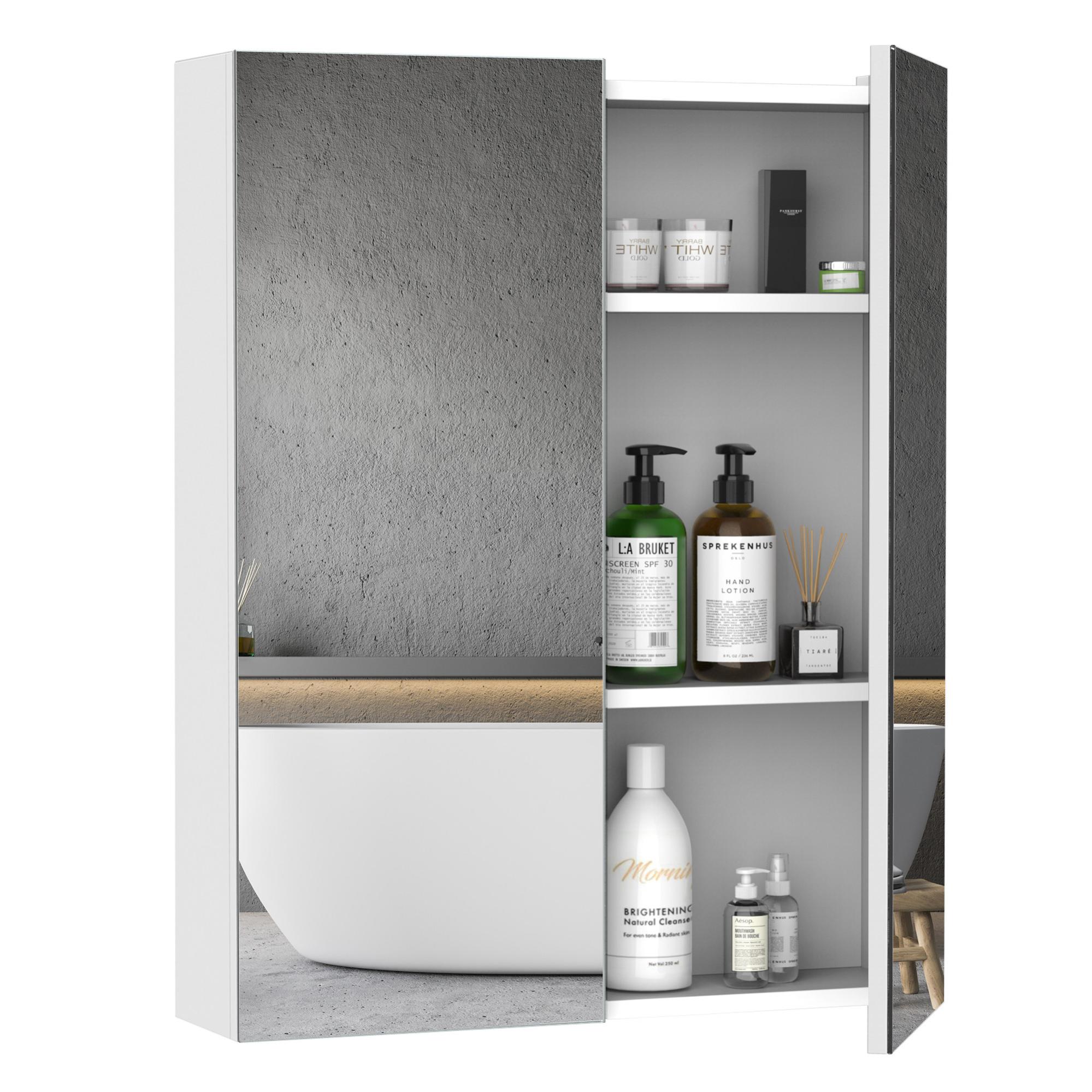 HOMCOM Colonna Bagno con 3 Ripiani Aperti e 2 Cassetti in Legno Bianco