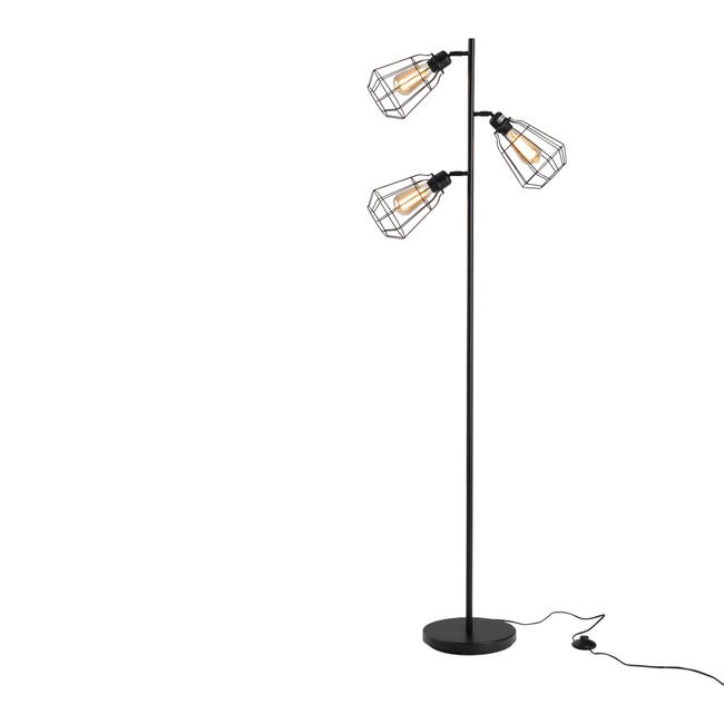 Homcom Lampada Da Terra In Stile Industriale Con 3 Paralumi Regolabili, Interruttore A Pedale, Acciaio Nero, Ф36 X 165cm - 1