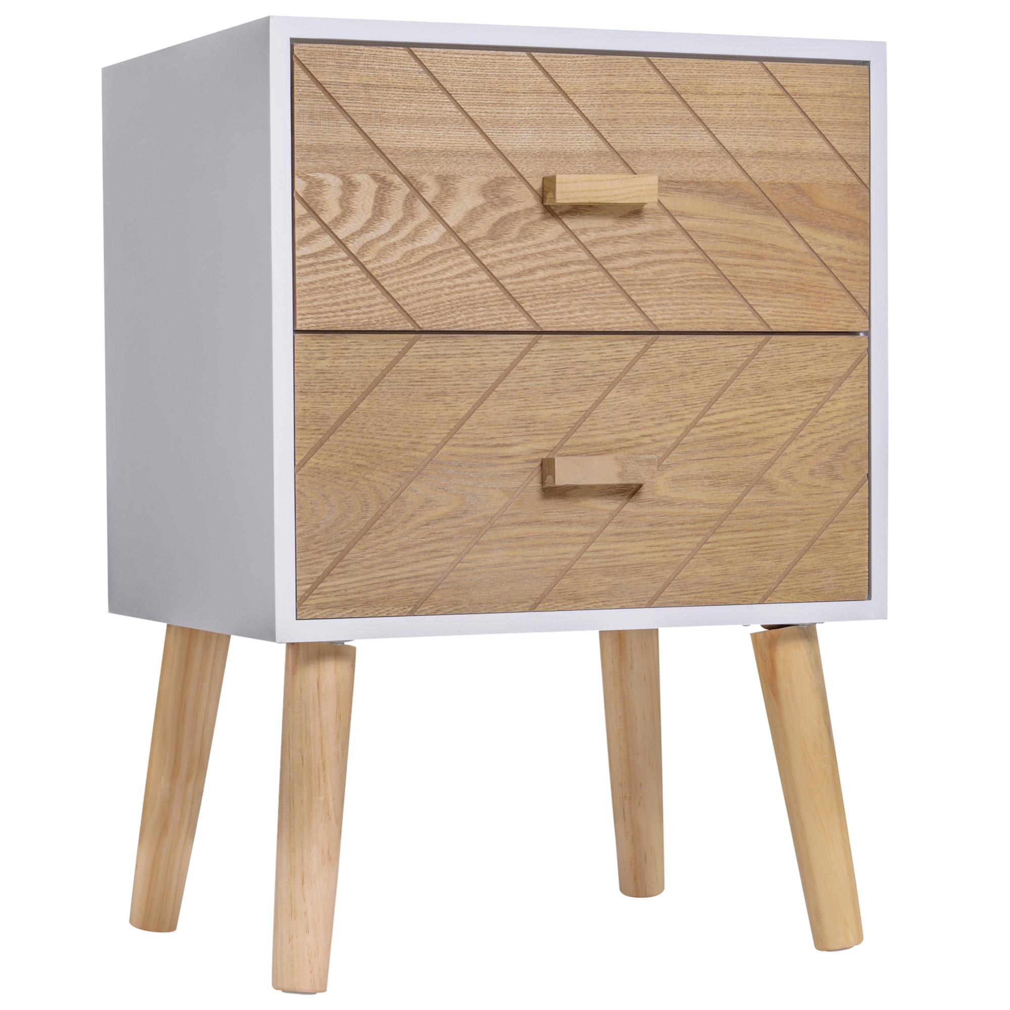 HOMCOM Comodino Bianco Con 2 Cassetti – Moderno, 45x39,5x49 Cm, Mobile Versatile Per Camera Da Letto E Soggiorno, Carico 30 Kg