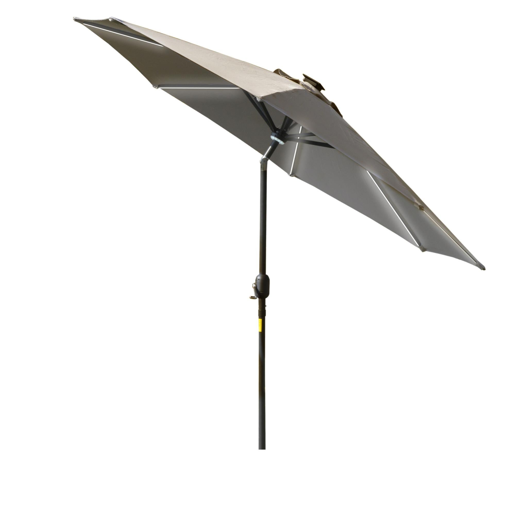 GYMAX Ombrellone Da Giardino 2,7 M Con Luci LED A Pannello Solare - Beige/Marrone