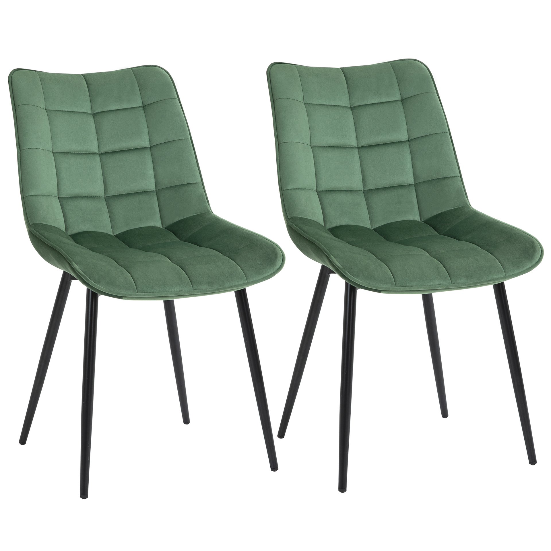 Verde e Oro Soggiorno homcom Sedie Moderne e Imbottite da Salotto 50x56.5x85cm Set 2 Pz Sala da Pranzo Cucina