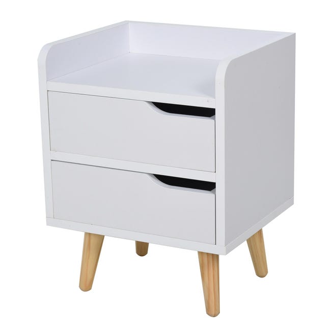 HOMCOM Comodino Moderno da Camera a 2 Cassetti in Metallo e Legno HOMCOM Comodino Moderno da Camera a 2 Cassetti in Metallo e Legno