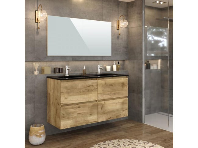 BOBOCHIC Meuble de salle de bain 120 cm KALEO couleur bois | Leroy Merlin