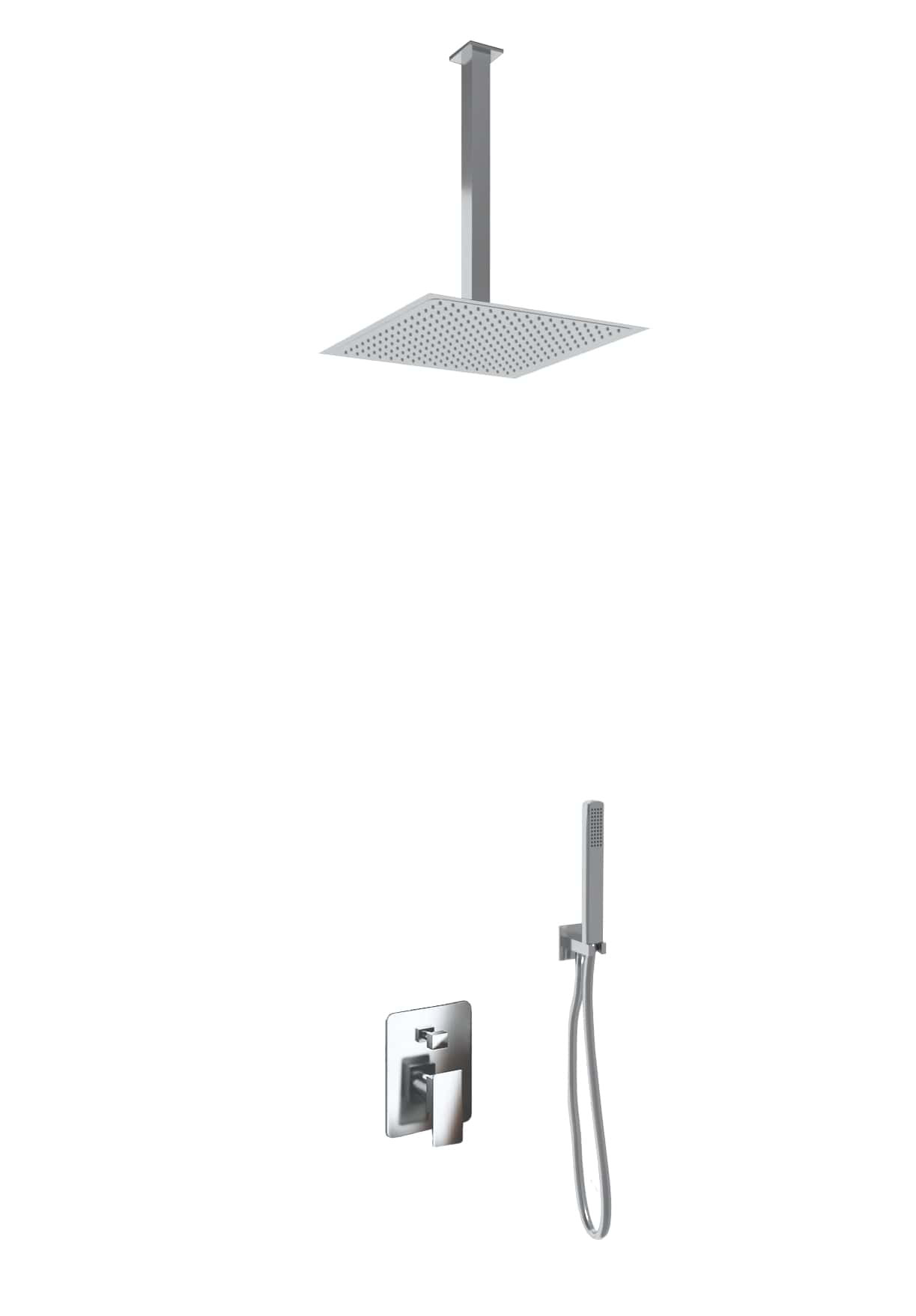 Set pour douche double fonction modéle slim avec douchette à main et pommeau  douche - 25x25 pommeau douche - barre de fixation au plafond