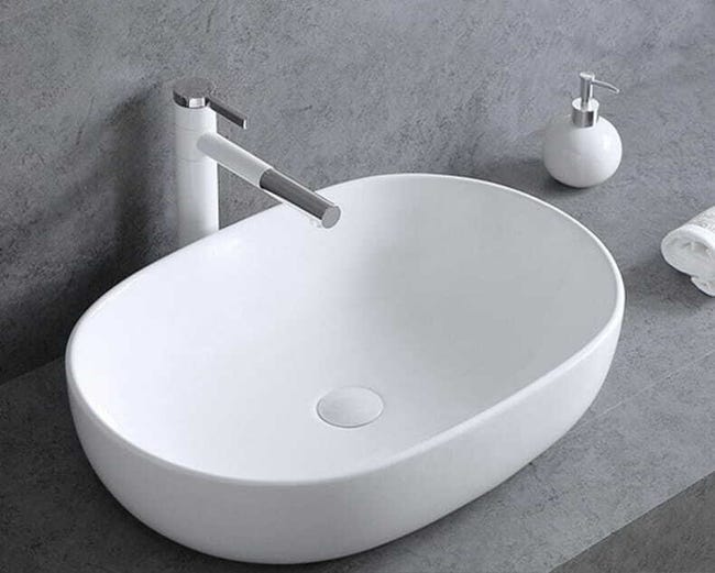 Une Vasque À Poser Slim Ovale Blanche En Céramique 48 Cm brillant | Leroy Merlin