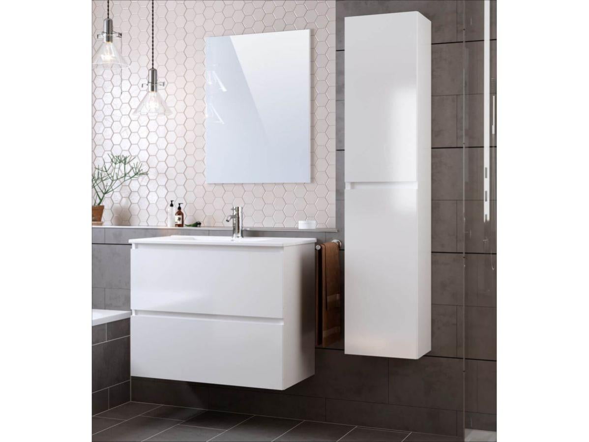 BOBOCHIC Ensemble de salle de bain 80 cm LUANA avec colonne Blanc