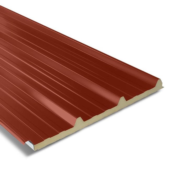 Panneau Sandwich Pour Couverture Isolee 2200x1000 Mm Axel Plus Rouge Tuile Ral 8012 Leroy Merlin