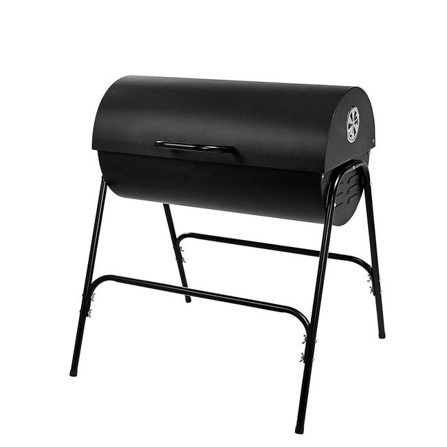 Barbecue à Charbon en Bois avec Fumoir Déporté, Barbecue Portable avec  Caisse de Feu Latérale Table
