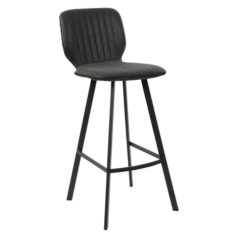 4 Tabourets De Bar Vintage Knoll, Simili Cuir Bleu Et Chrome, Restauration Légère