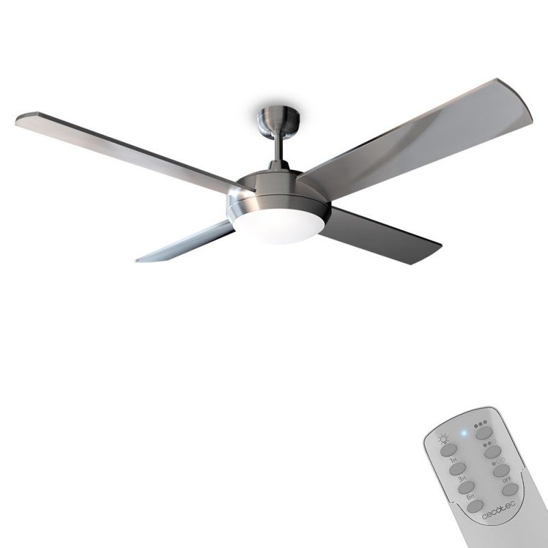 Cecotec Ventilador de Techo con Mando a Distancia, Temporizador y Luz LED  EnergySilence Aero 570. 60 W, 132 cm de Diámetro, 4 Aspas, 3 Velocidades,  Función invierno, Diseño en Acero : : Hogar y cocina