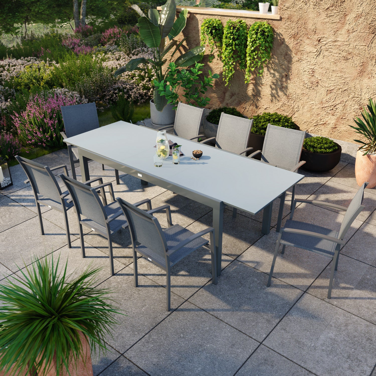 Table de jardin extensible 180/240 x 107 grise anthracite - Deli