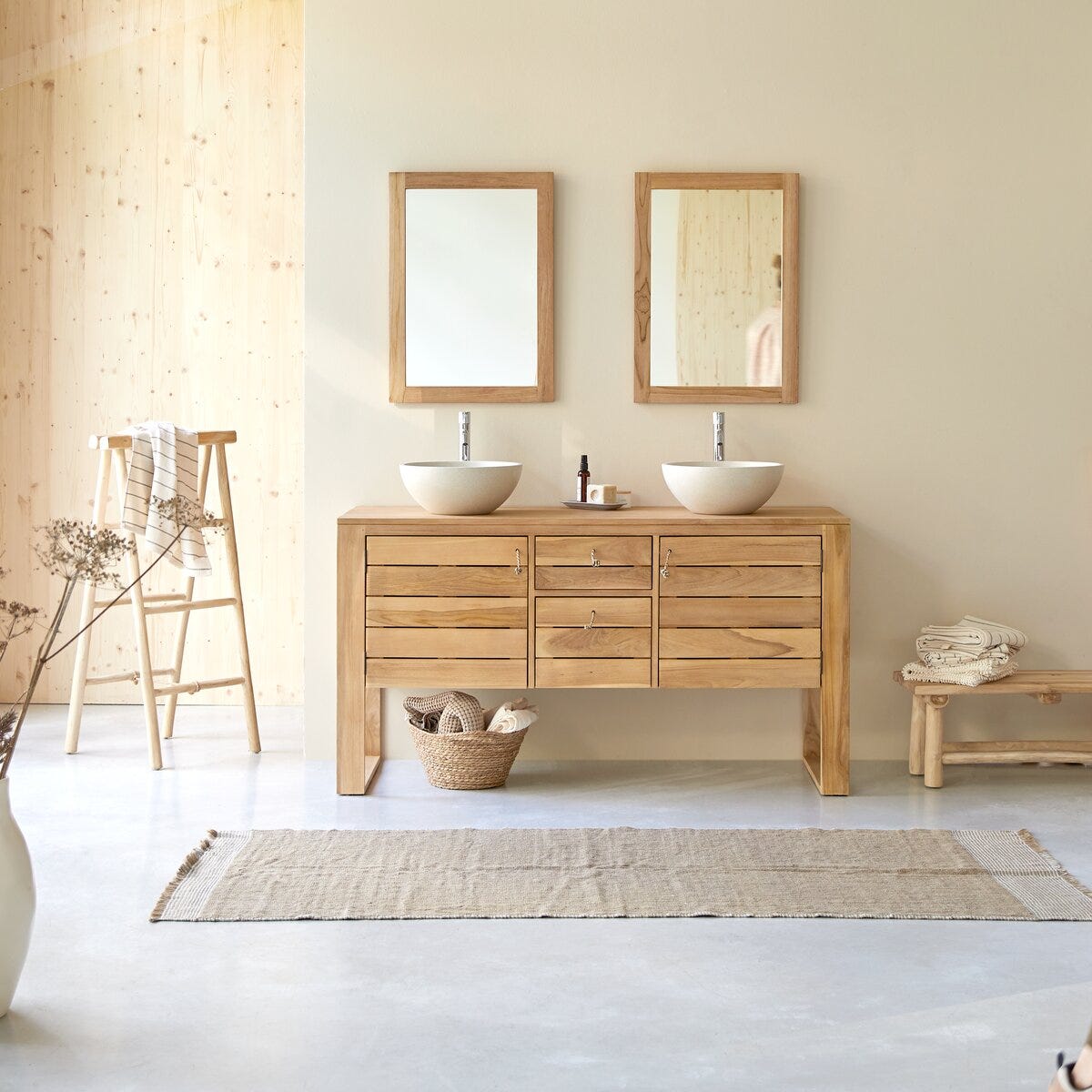 Mueble bajo lavabo en acacia maciza 95 cm - Baño / Mueble de baño