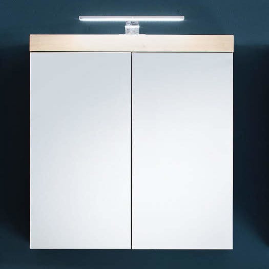 Armario de baño con luz Opale2 roble 60x71.6x15.5 cm