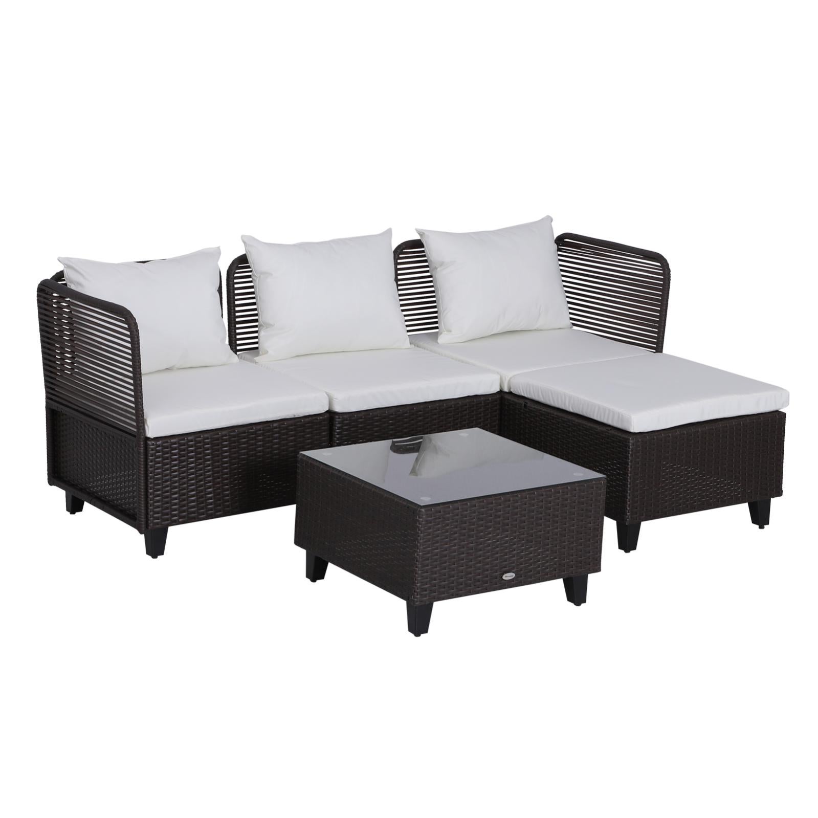 Outsunny Set 2 Tavolini da Giardino, Coppia di Tavolini da Caffè per Esterni con Piano in Vetro Temperato, Struttura in Acciaio, per Balcone e Terrazzo, 70x45 cm e 50x35 cm, Grigio e
