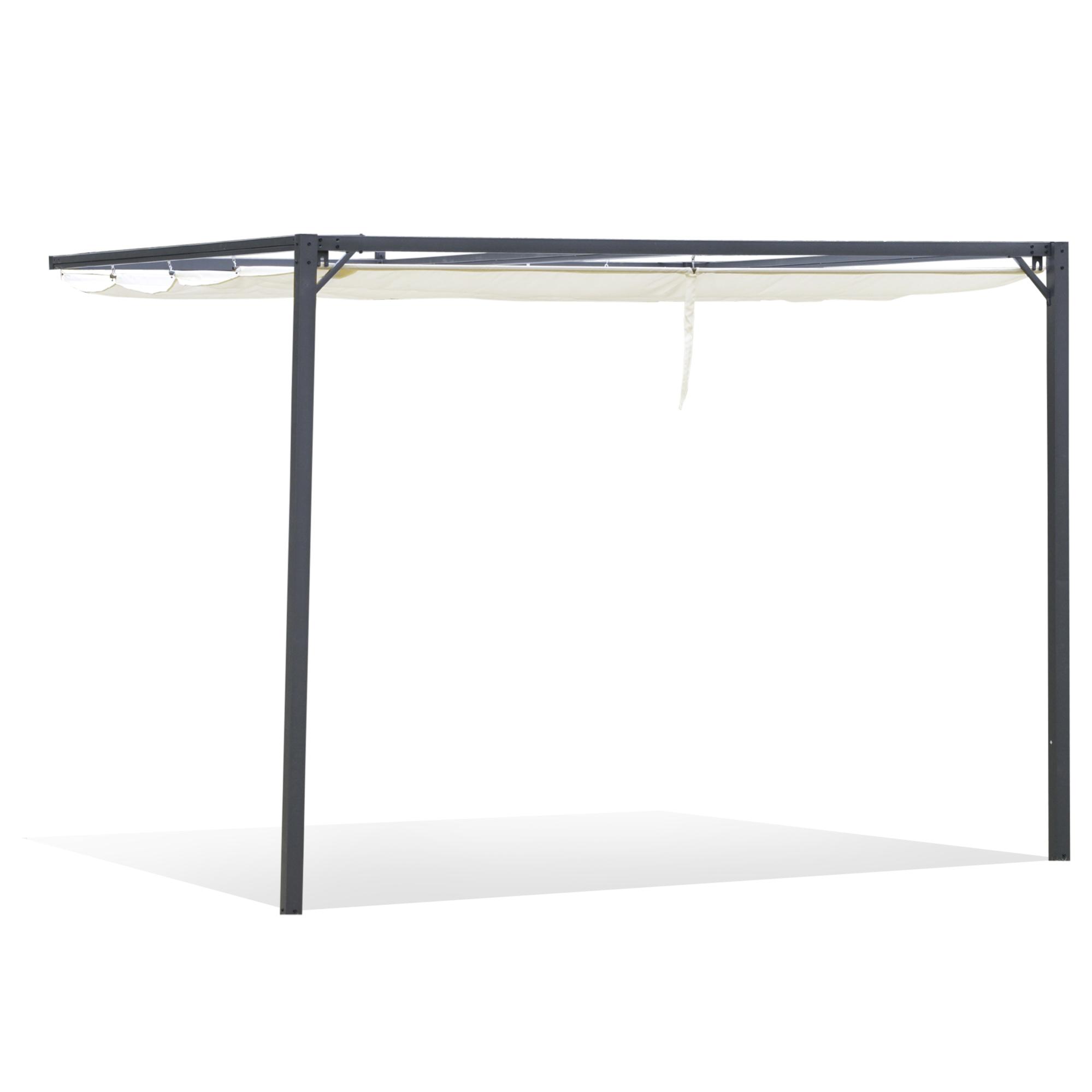 Gazebo Pergola Outsunny 3x3m - Tenda Retrattile, Alluminio, Bianco Crema - Foto 10