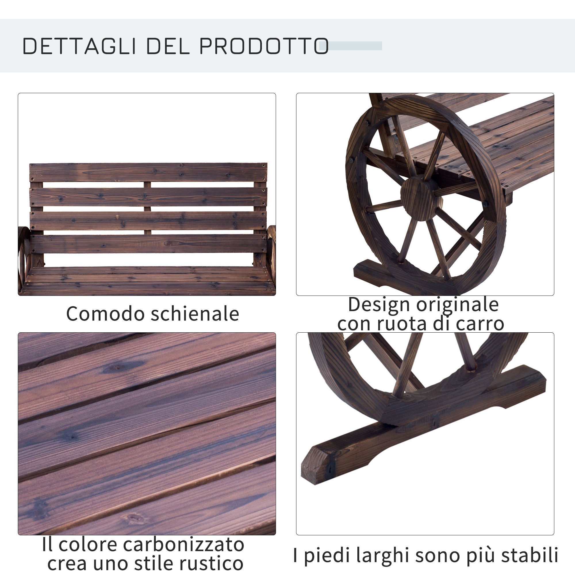 Outsunny Panchina da Giardino Stile Country per 2 Persone con