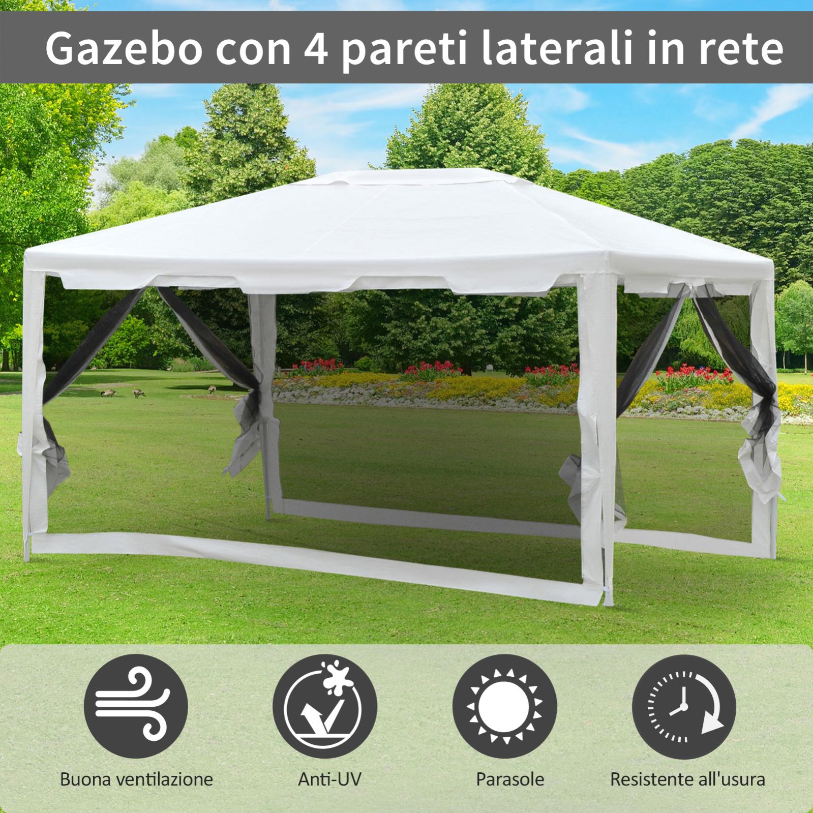 Gazebo Da Giardino 3x3m Con Zanzariera - Outsunny In Metallo E Poliestere Beige - Ideale Per Pranzi All'aperto E Eventi - Foto 8