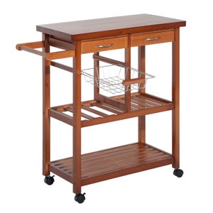 Homcom Carrello da Cucina con Cesti Estraibili in Acciaio e Ruote,  36.5x36.5x89cm