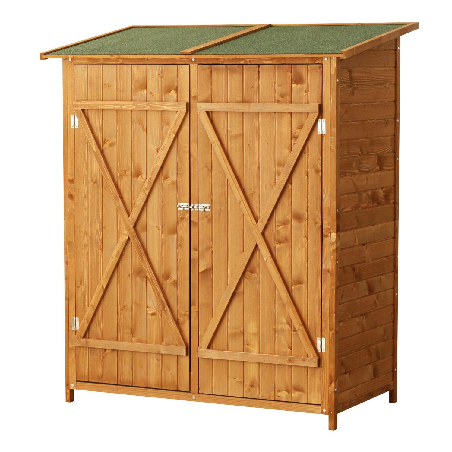 Capanno Da Giardino In Legno Outsunny - 91x69x192cm, 2 Finestre, Ripiani Regolabili, Tetto Spiovente, Grigio Chiaro