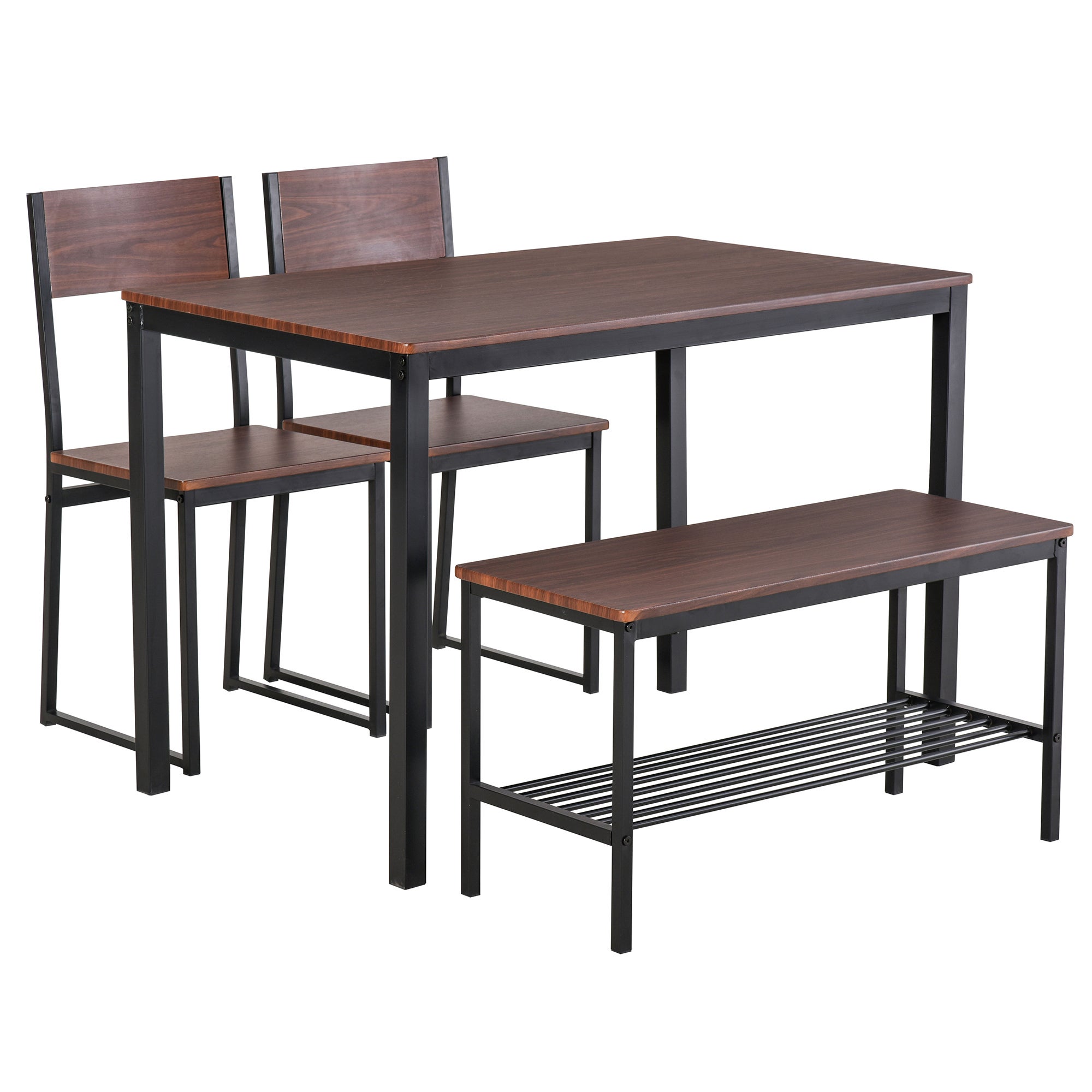 HOMCOM Set Tavolo Alto Con 2 Sgabelli E Scaffale Stile Industriale In  Metallo E Legno, Arredamento Moderno Bar E Cucina, Marrone Rustico