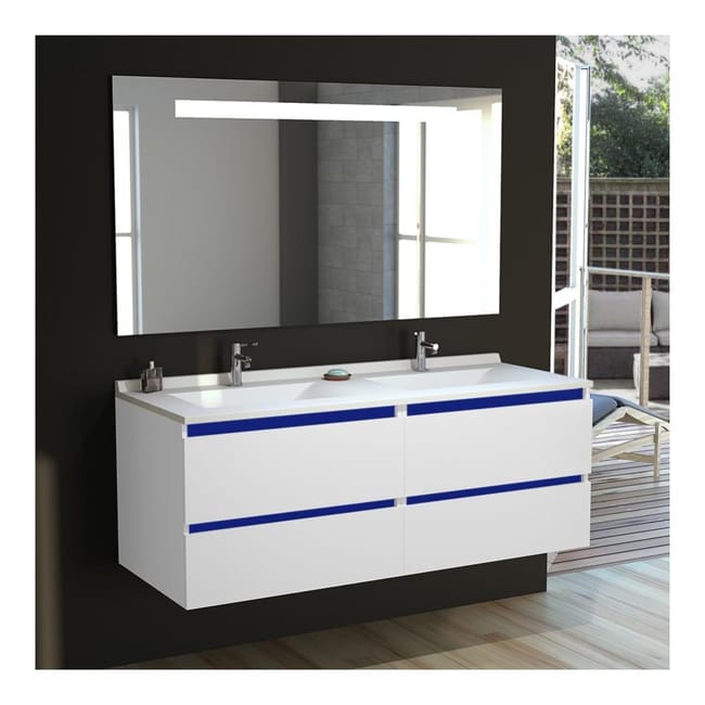 Meuble Double Vasque Arlequin 140x55 Cm Avec Plan Vasque Et Miroir Elegance Coloris Au Choix Leroy Merlin