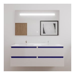 Ensemble ARLEQUIN meuble salle de bain double vasque 140 cm avec miroir -  Creazur Pro