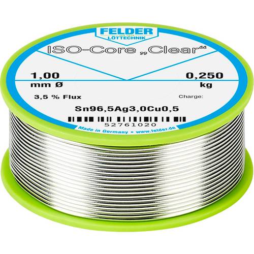 s Étain à souder Felder Löttechnik ISO-Core Clear SAC305 52761010 Sn96.5Ag3Cu0.5 bobine 0.100 kg 1 mm 1 pc 