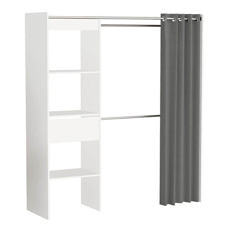 Dressing extensible blanc perle avec rideau taupe Blanc Leroy Merlin