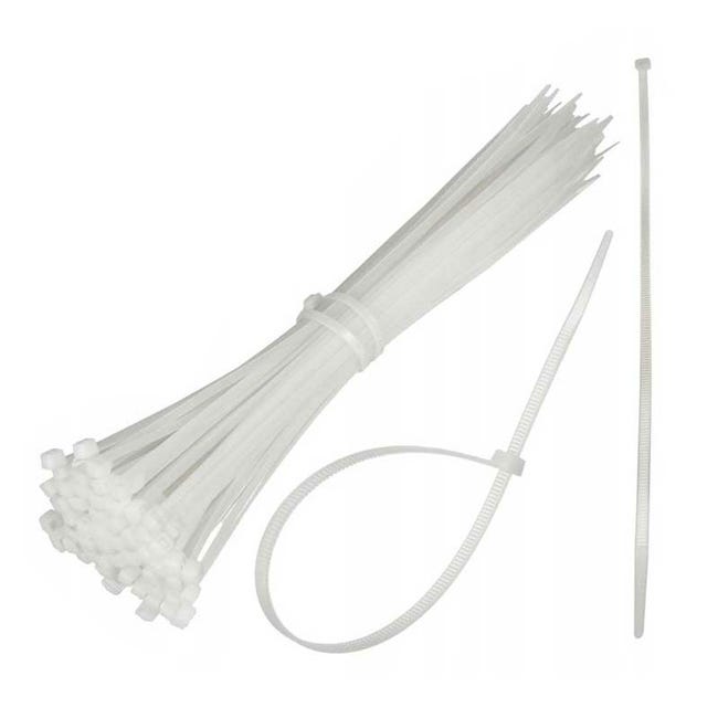 100pcs Attache-câble Nylon Blanc 2,5mm Fermetures À Glissière 100mm