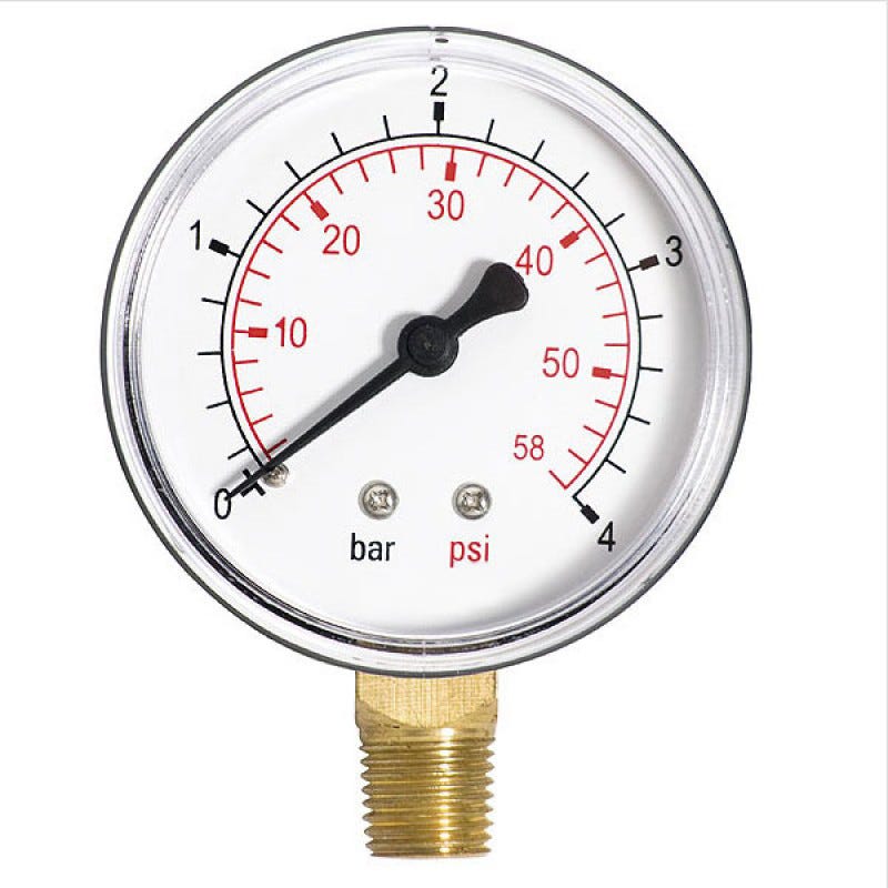 Manometro per pressione dell'acqua o olio 60mm 6bar 86PSI T 1/4 ingresso  laterale