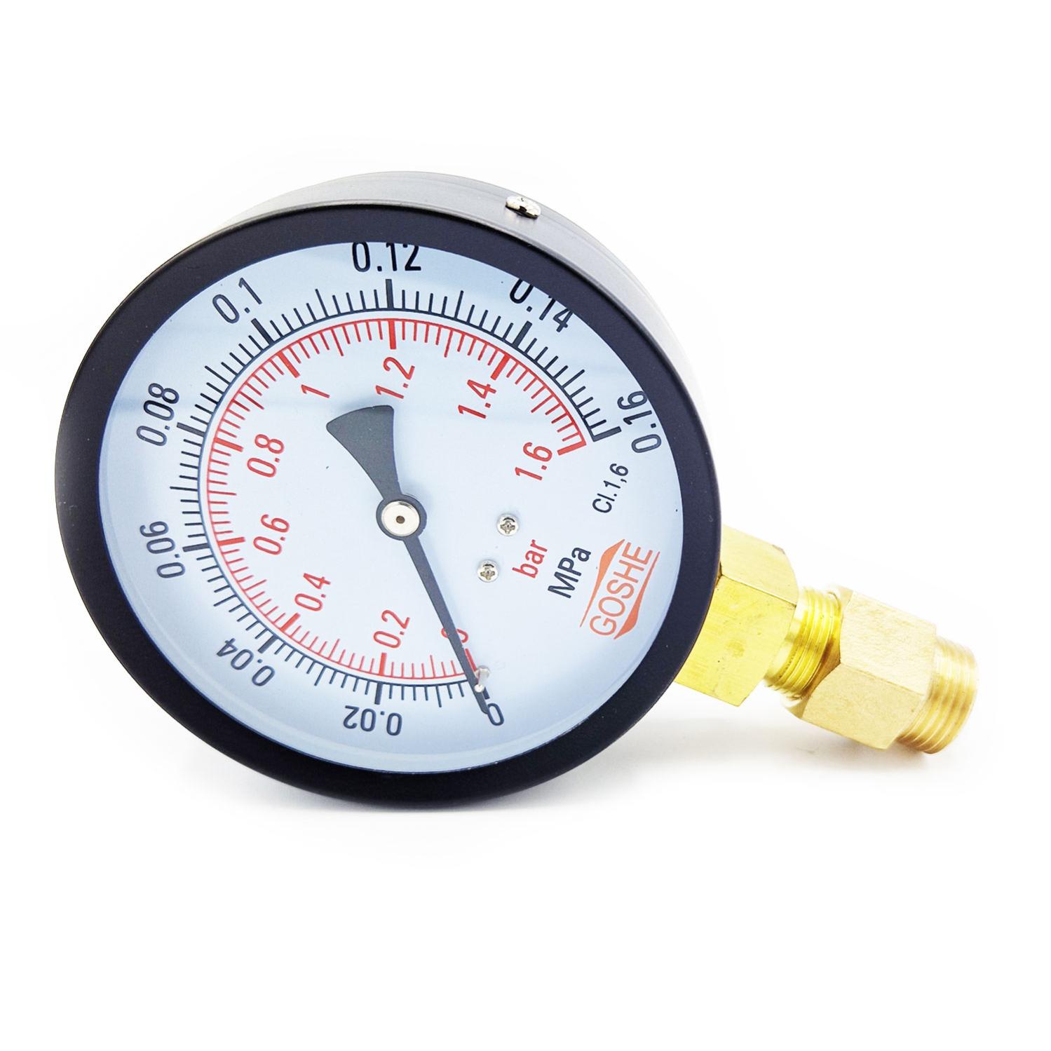 Gauge laterale da 100mm 1,6 bar M20x1,5 + 1/2