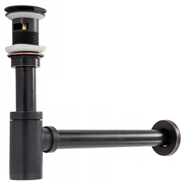 Sifone Per Lavabo Nero Retro Con Piletta Click-Clack Overflow