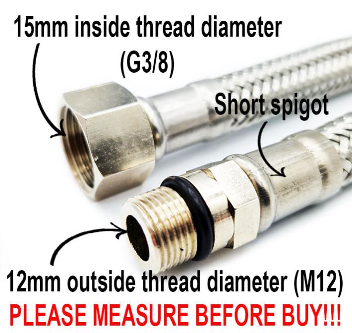 Tubi Flessibili Per Miscelatore Lavello 300mm - Acciaio Inox, M10 X 1/2 BSP, Alta Pressione, Senza Piombo - Foto 8