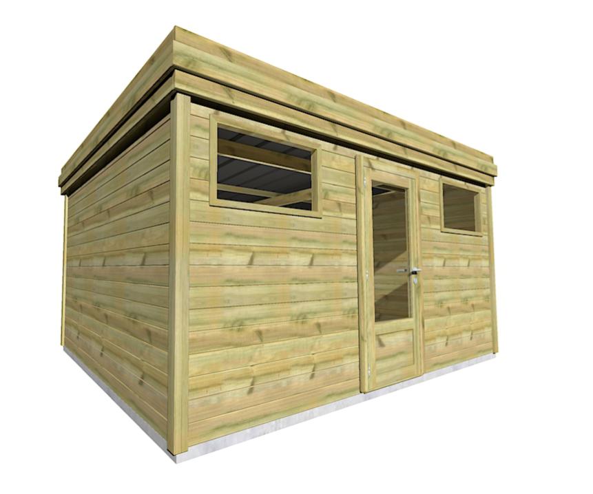 Abri De Jardin Autoclave16,5m2/4,2x3,3m Avec Une Porte Vitrée Et 2