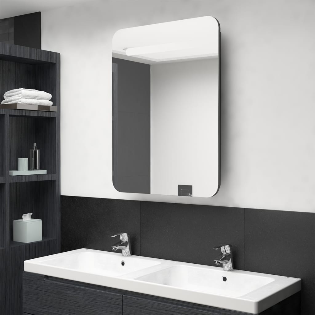 Armario con espejo de baño con luz led 50x60 cm de color blanco y plateado  Vida XL 285115