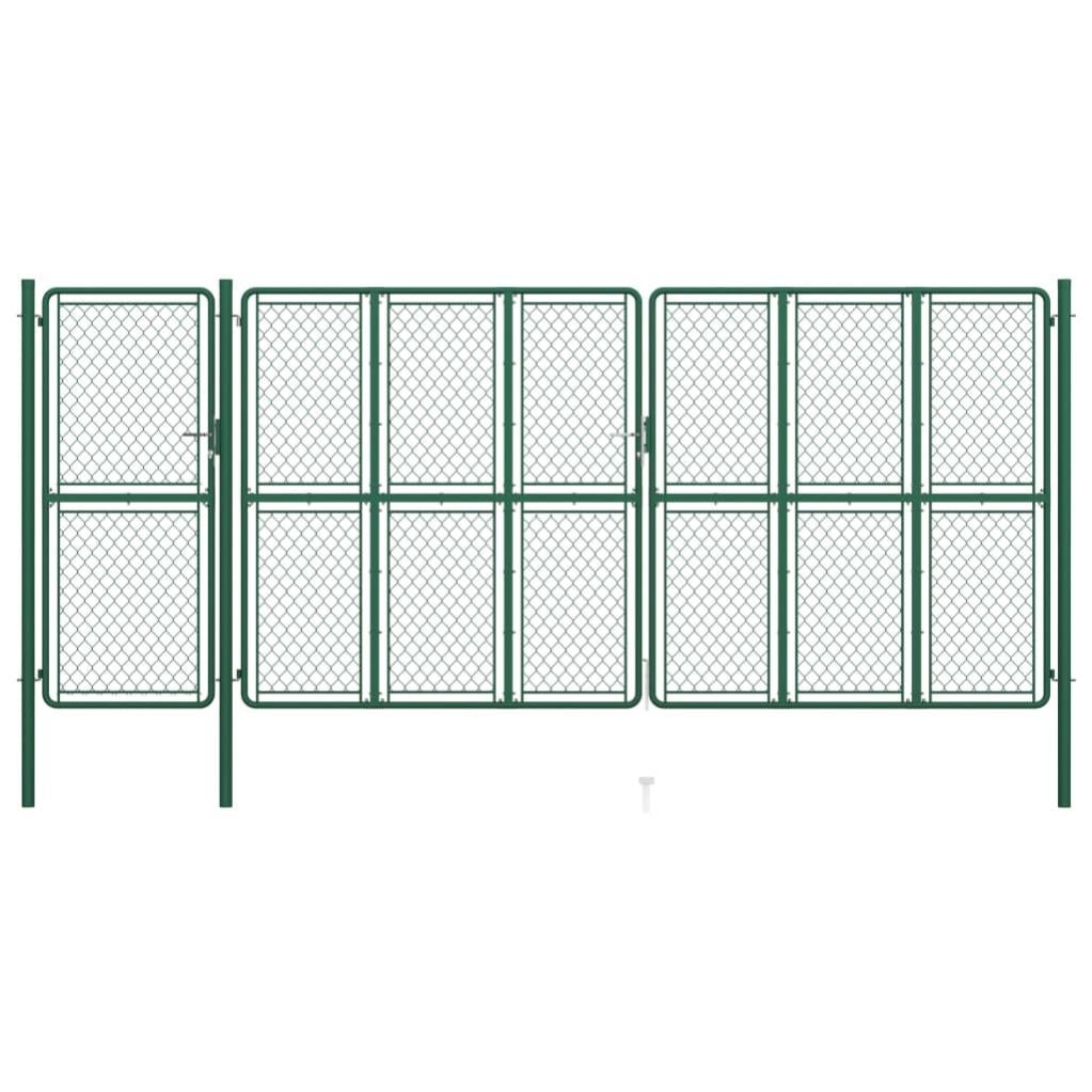 VidaXL Cancello per Giardino in Acciaio 200x495 cm Verde