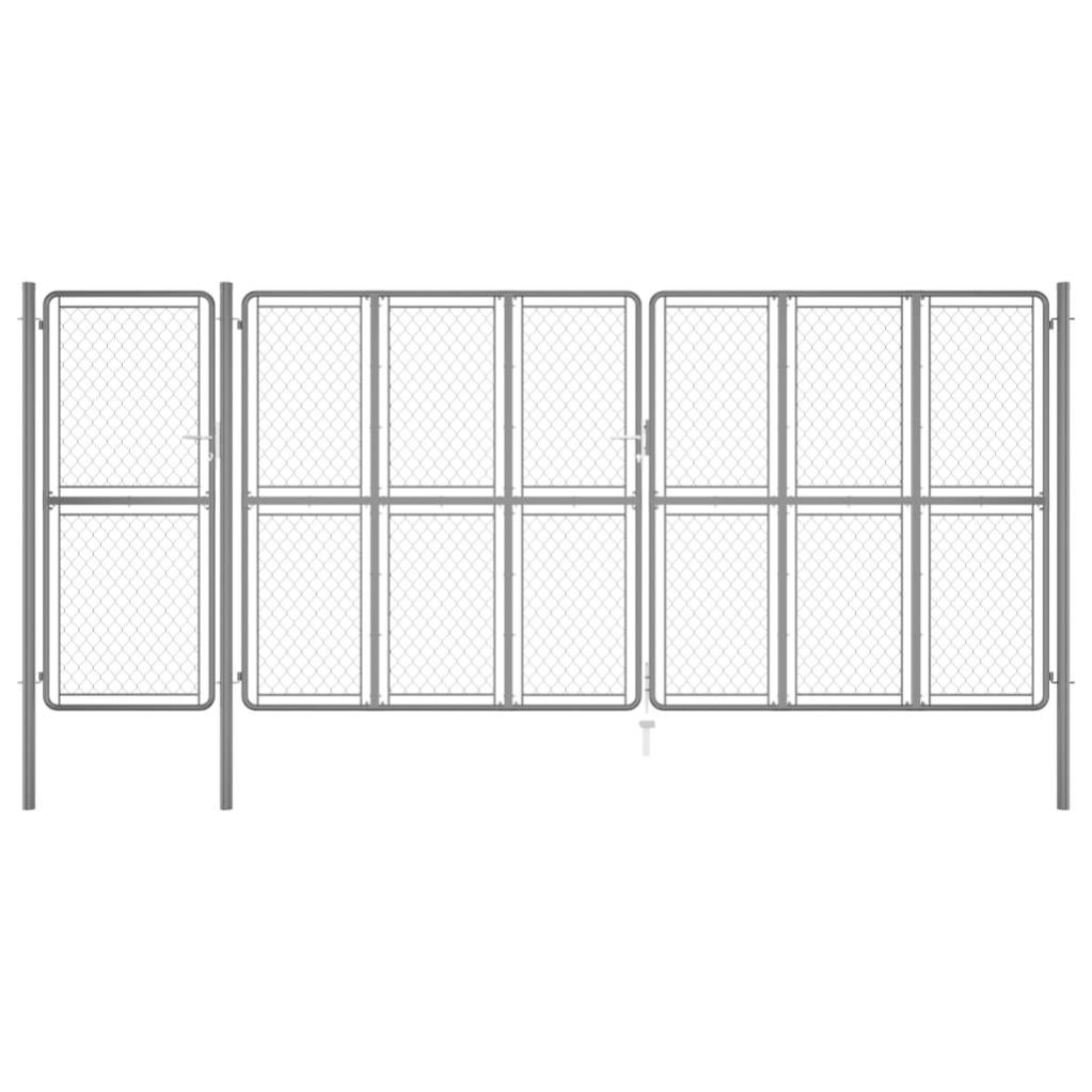 Cancello Da Giardino In Acciaio 300x125 Cm Antracite - Con Paletti E Serratura Per Esterni