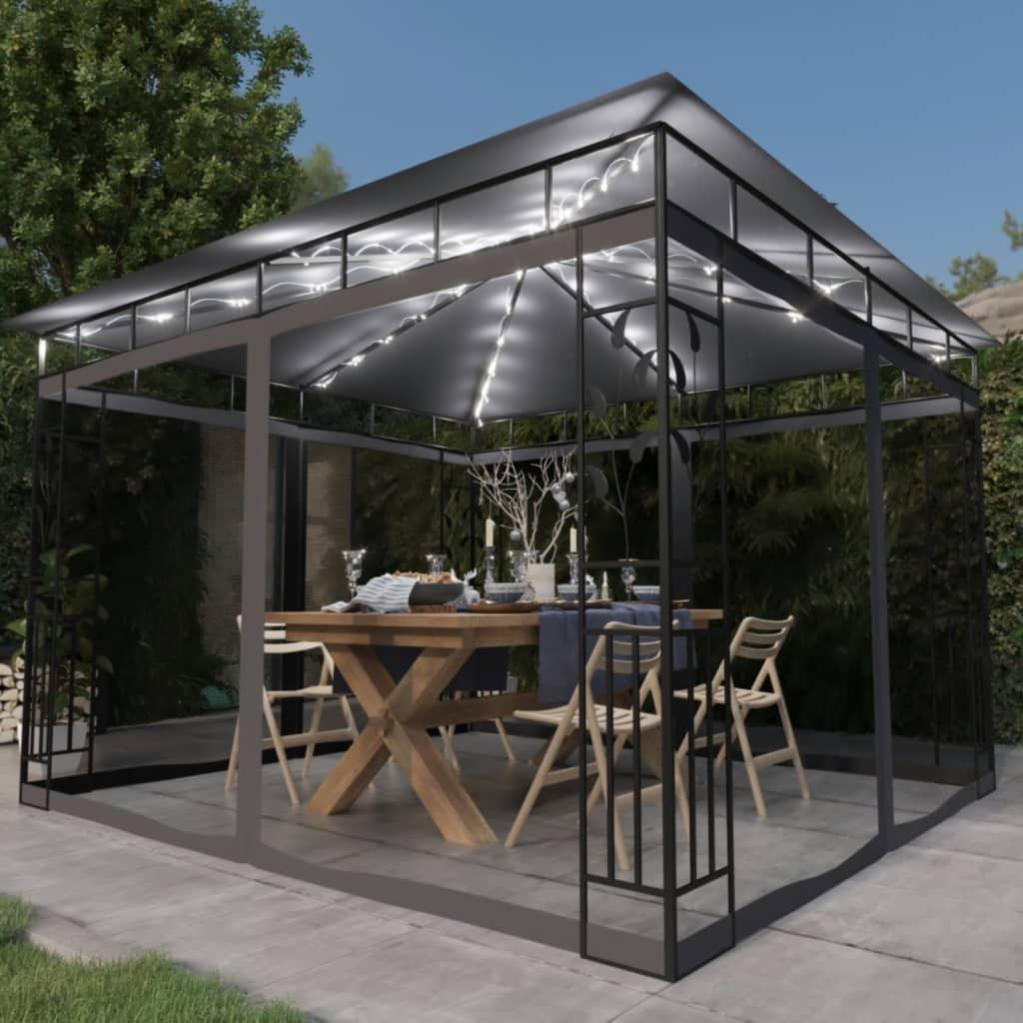 VidaXL Gazebo con Zanzariera e Luci LED 3x3x2,73 m Antracite Leroy Merlin